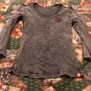 Gray and Red Long-sleeve Shirt